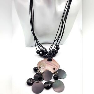 Jessica Simpson Mother of pearl‎ midnight essence necklace N0518